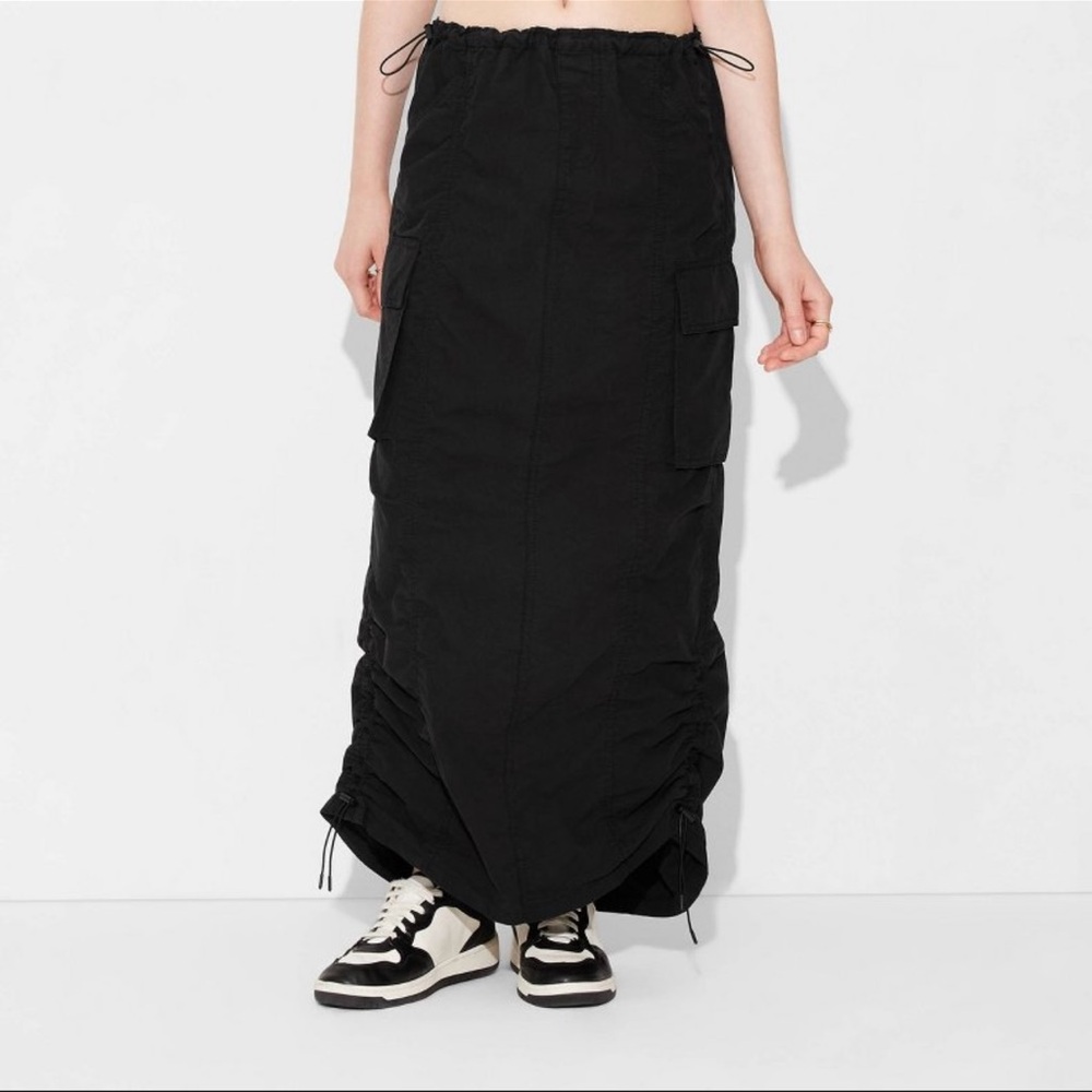 Cargo style long black skirt